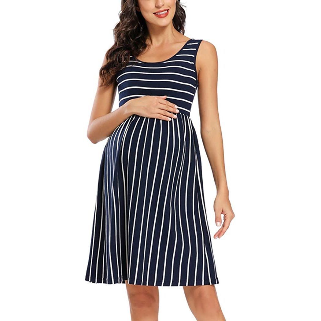Comfortable Women's Maternity Striped Dress